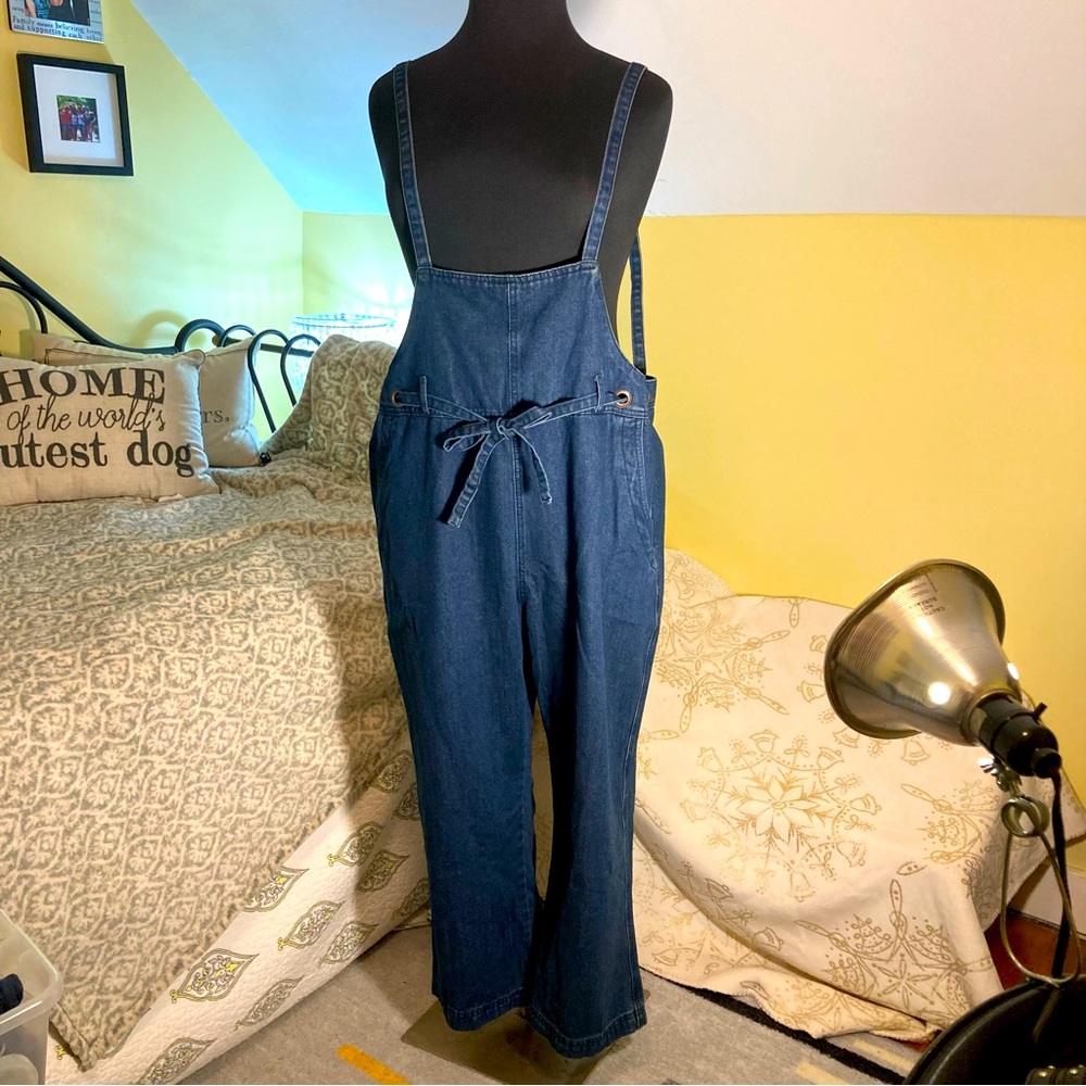 Size 1X Jean Baby-Bib Overalls w adjustable straps & drawstring